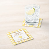Yellow Gingham One Golden Year First Birthday Kartonnen Onderzetters (Insitu)
