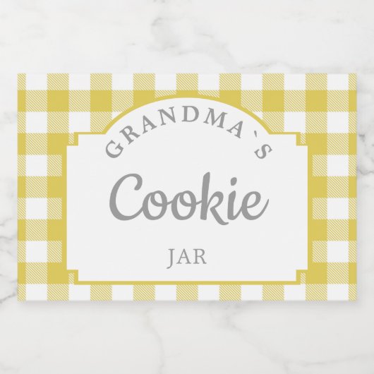 Yellow Gingham Pantry Voedselcontainer Etiket (Enkel label)