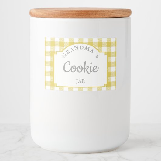 Yellow Gingham Pantry Voedselcontainer Etiket (Voorkant)