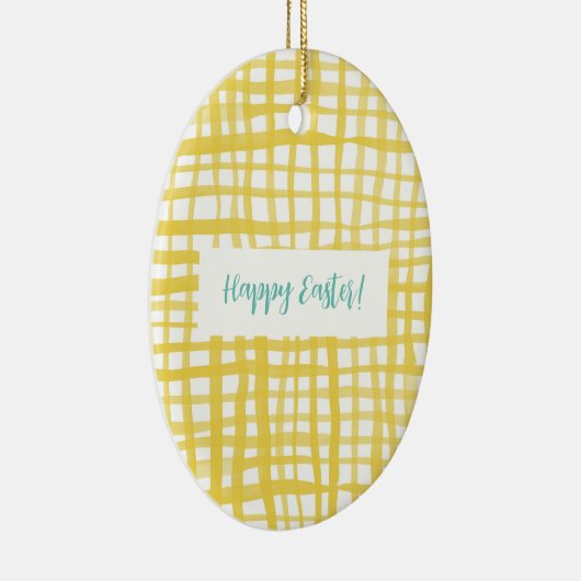 Yellow gingham Pasen Keramisch Ornament (Rechts)