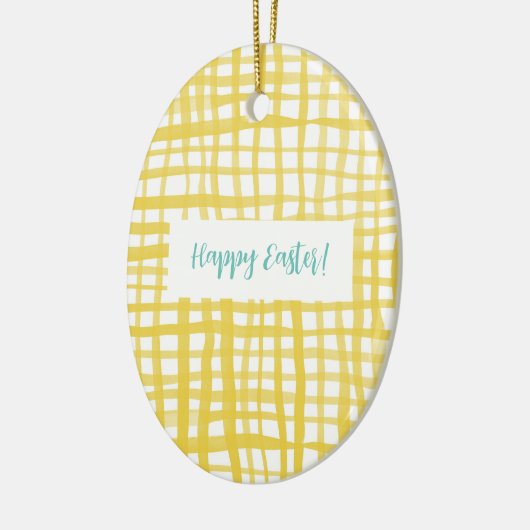Yellow gingham Pasen Keramisch Ornament (Links)