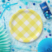 Yellow Gingham Pattern Papieren Bordje (Feest)
