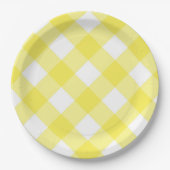 Yellow Gingham Pattern Papieren Bordje (Voorkant)
