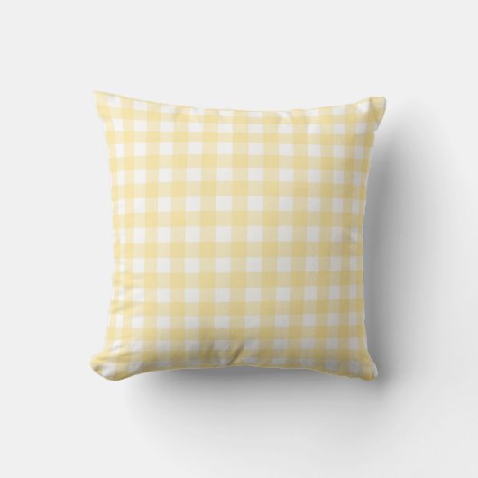 Yellow Gingham Plaid Sierkussen (Voorkant)