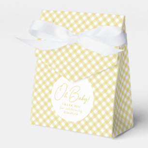 Yellow gingham schattig genderneutraal baby shower bedankdoosjes