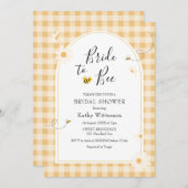 Yellow Gingham Wildflower Bride to Bee Bridal Kaart (Voorkant / Achterkant)