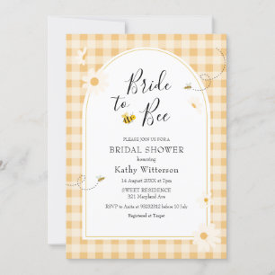 Yellow Gingham Wildflower Bride to Bee Bridal Kaart