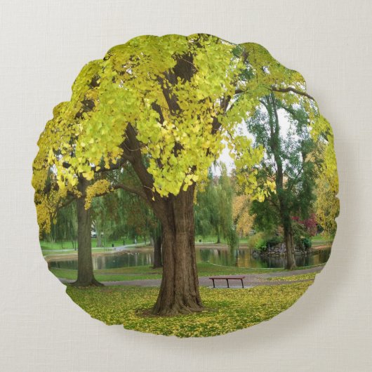 Yellow Gingko Tree Rond Kussen (Voorkant)