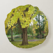 Yellow Gingko Tree Rond Kussen (Achterkant)