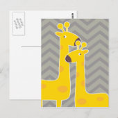Yellow giraffe on zigzag chevron - Grey Briefkaart (Voorkant / Achterkant)