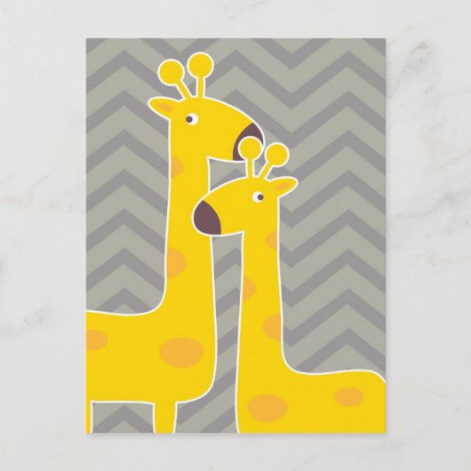 Yellow giraffe on zigzag chevron - Grey Briefkaart (Voorkant)