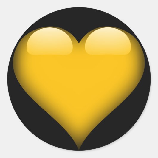 Yellow Glass Heart Customizable Ronde Sticker (Voorkant)