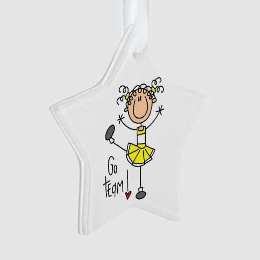 Yellow Go Team Cheerleader Ornament (voorkant)