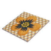 Yellow Gold and Brown Flower Art Decorative Tile Tegeltje (Zijkant)