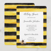 Yellow Gold Black Stripes Honey Bee Baby Shower Kaart (Voorkant / Achterkant)