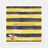 Yellow Gold Black Stripes Honey Bee Birthday Servet (Voorkant)
