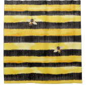 Yellow Gold Black Stripes Honey Bee Douchegordijn (Voorkant)