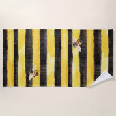 Yellow Gold Black Stripes Honey Bee  Strandlaken (Voorkant)