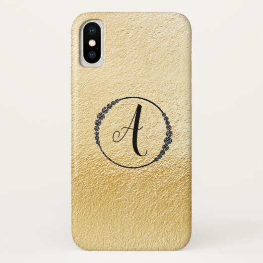 *~* Yellow Gold Foil Black Diamond Lijst Monogram Case-Mate iPhone Case (Achterkant)