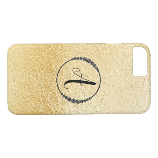 *~* Yellow Gold Foil Black Diamond Lijst Monogram Case-Mate iPhone Case (Achterkant (Horizontaal))
