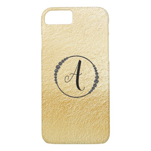 *~* Yellow Gold Foil Black Diamond Lijst Monogram Case-Mate iPhone Case (Achterkant)