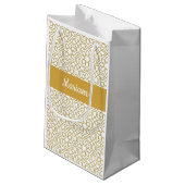 Yellow Gold Geometric White Monogram Name Klein Cadeauzakje (Achterkant Gekanteld)