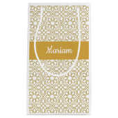 Yellow Gold Geometric White Monogram Name Klein Cadeauzakje (Voorkant)