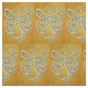 Yellow Gold Guardian Angel Art Fabric Materiaal Stof