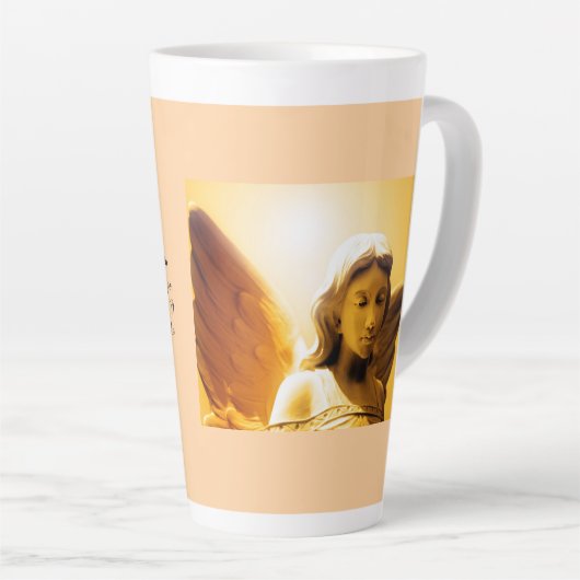 Yellow Gold Orange Angel Serenity Prayer Latte Mug Latte Mok (Rechterhoek)