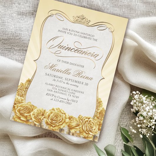 Yellow Gold Quinceañera Kaart