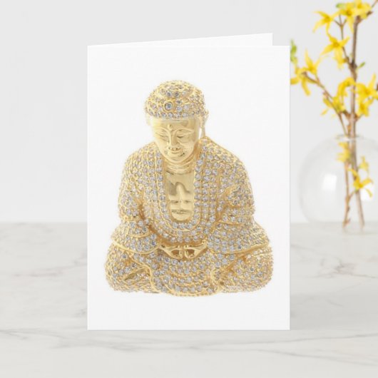 Yellow Gold Rhinestone Budda Birthday Note Kaart (Gele Bloem)
