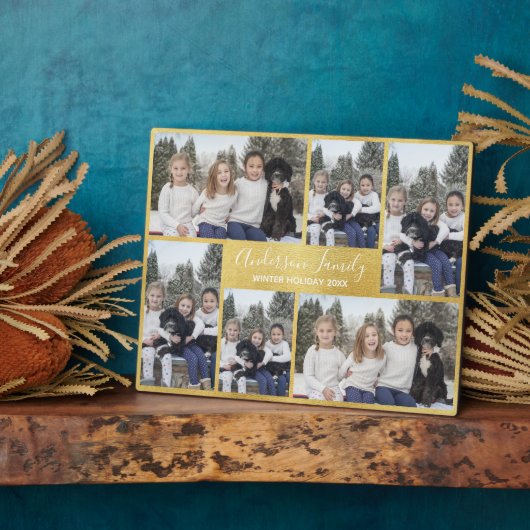 Yellow Gold Six Photo Template Plaque Fotoplaat (Zijkant)