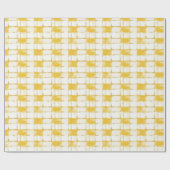 Yellow Gold White Plaid Stripes Birthday Cadeaupapier (Vlak)