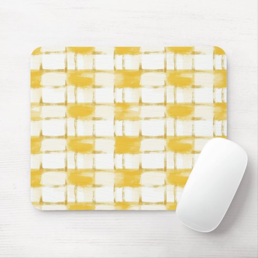 Yellow Gold White Plaid Stripes Muismat (Met muis)