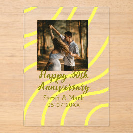 Yellow golden photo 30th wedding anniversary name  acryl uitnodigingen