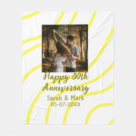 Yellow golden photo 30th wedding anniversary name  fleece deken