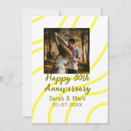 Yellow golden photo 30th wedding anniversary name  kaart