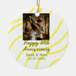 Yellow golden photo 30th wedding anniversary name  keramisch ornament