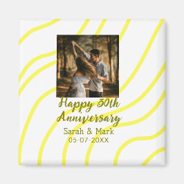 Yellow golden photo 30th wedding anniversary name  magneet