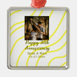 Yellow golden photo 30th wedding anniversary name  metalen ornament
