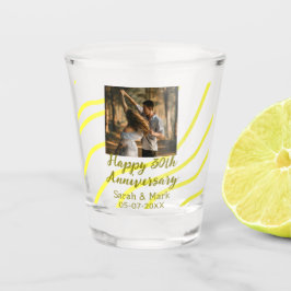Yellow golden photo 30th wedding anniversary name  shot glas