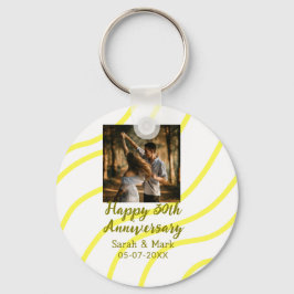 Yellow golden photo 30th wedding anniversary name  sleutelhanger