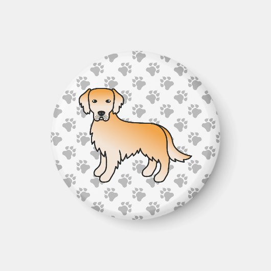 Yellow Golden Retriever Cartoon Dog Magneet (Voorkant)
