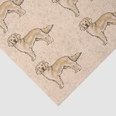 Yellow Golden Retriever Cute Cartoon Dog Patroon Tissuepapier (Detail)