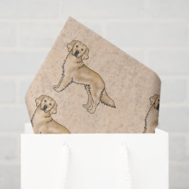 Yellow Golden Retriever Cute Cartoon Dog Patroon Tissuepapier