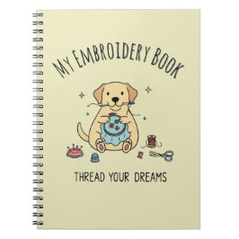 Yellow Golden Retriever Embroidery Book Design Art Notitieboek