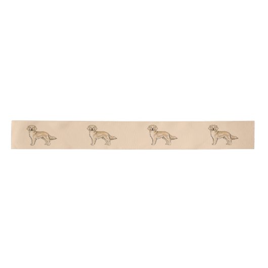 Yellow Golden Retriever Schattige Cartoon Dogs Bei Satijnen Lint (Voorkant)