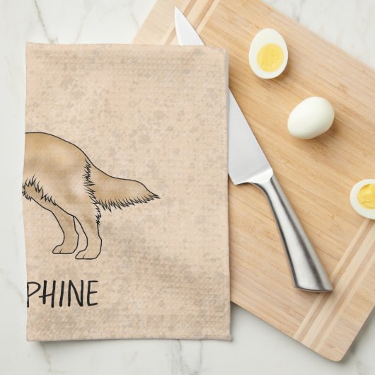 Yellow Golden Retriever Schattige Dog met aangepas Theedoek (Quarter Fold)