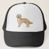 Yellow Golden Retriever Schattigee Cartoon Dog Art Trucker Pet (Voorkant)