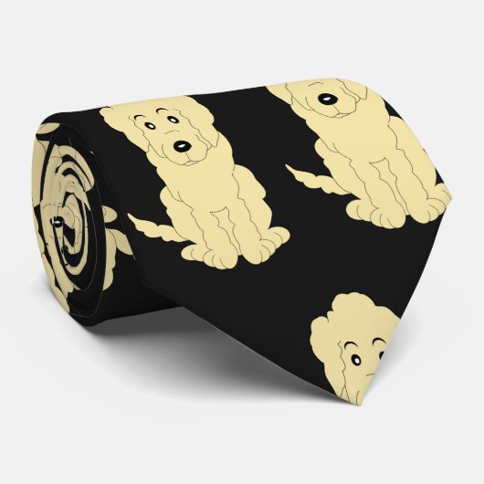 Yellow Goldendoodle Design Any Colour Background Stropdas (Opgerold)